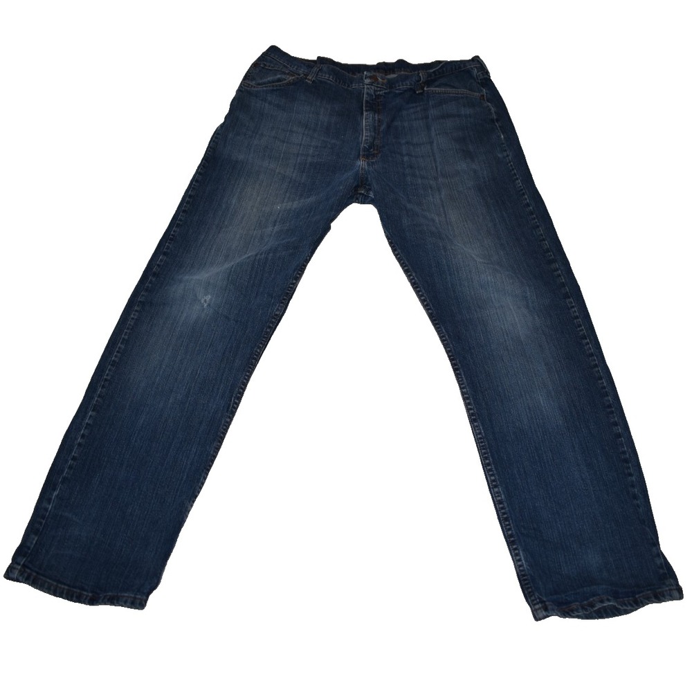 Wrangler Jeans Mens 40x32 Blue Denim Relaxed Fit Comfort Casual Distressed